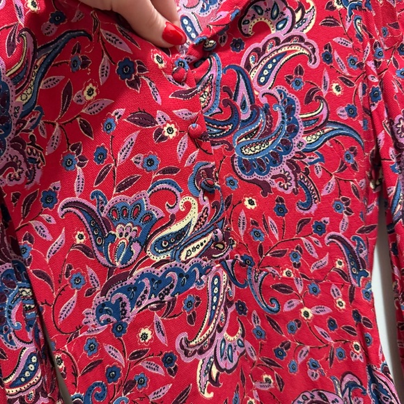 & Other Stories Red and Blue Paisley Mini Dress - Picture 5 of 11